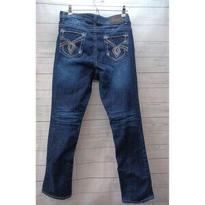 Sizzle Denim Womens Blue Jeans Pockets Distressed Embroidery Sz 16